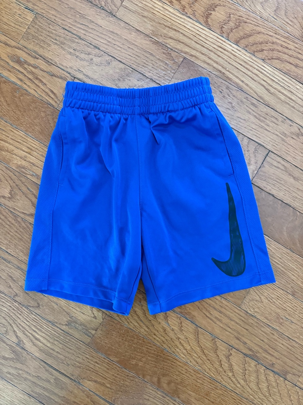 Nike Kids Blue Athletic Shorts with Black Swoosh